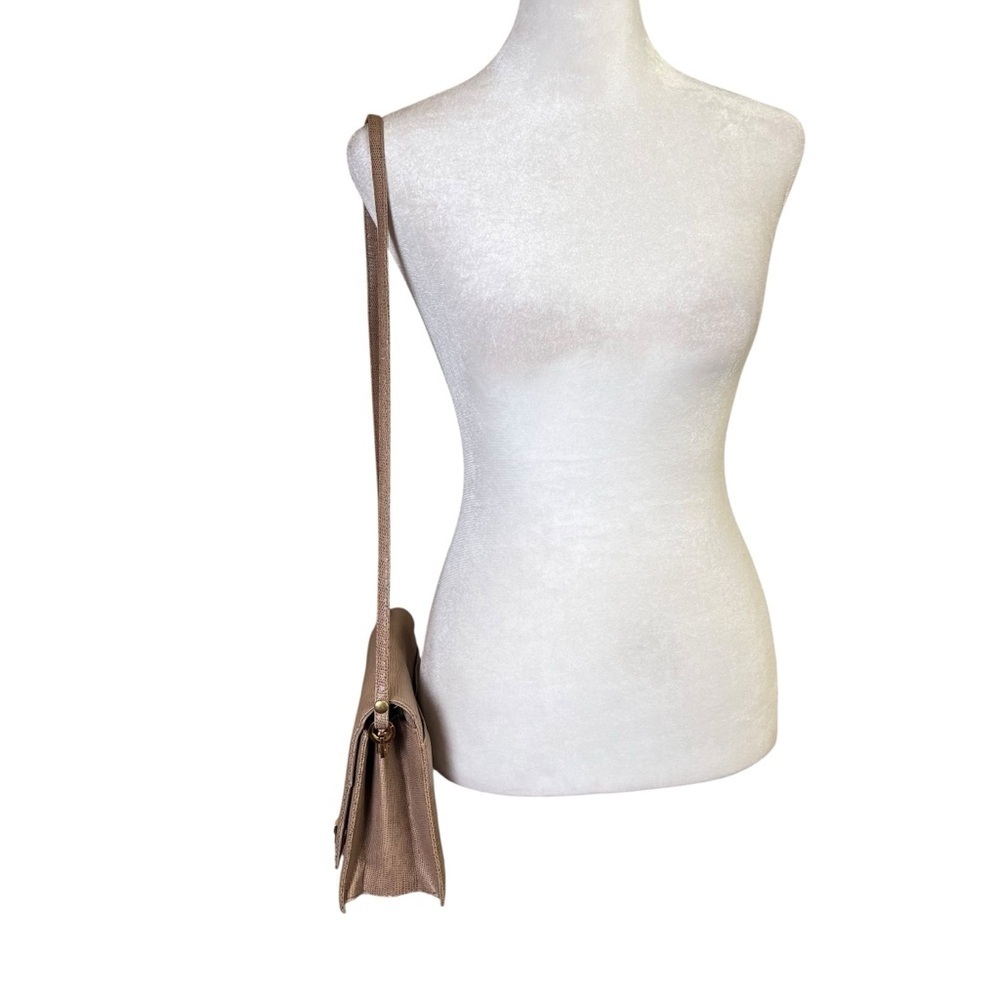 VTG 70s Jay Herbert New York Beige Reptile Lizard Leather Shoulder Bag Purse - Picture 12 of 16